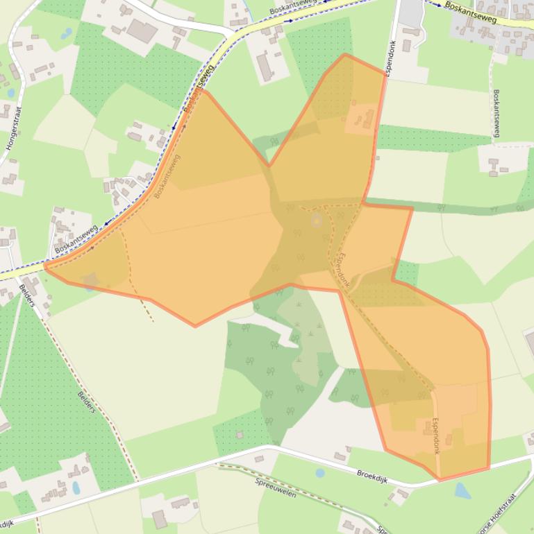 Kaart van postcodegebied 5492TX.