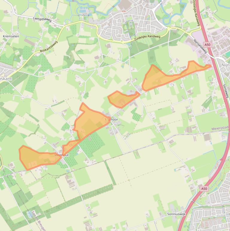 Kaart van postcodegebied 5492VW.