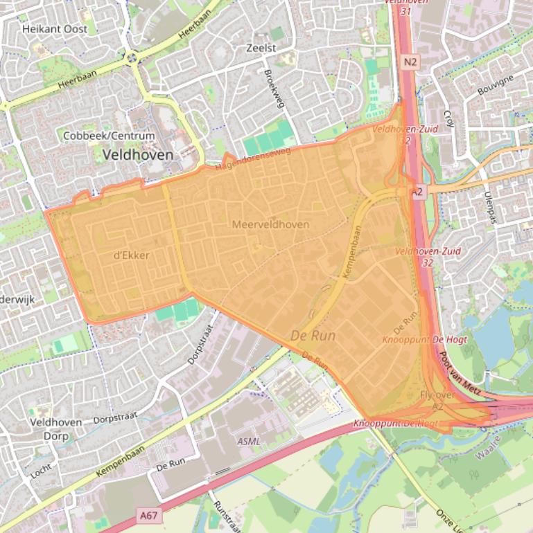 Kaart van postcodegebied 5503.