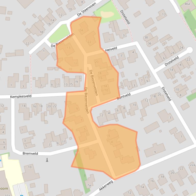 Kaart van postcodegebied 5513BV.