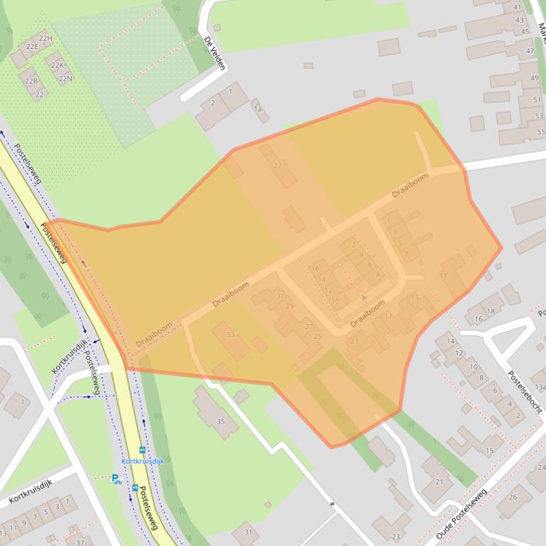 Kaart van postcodegebied 5521RP.