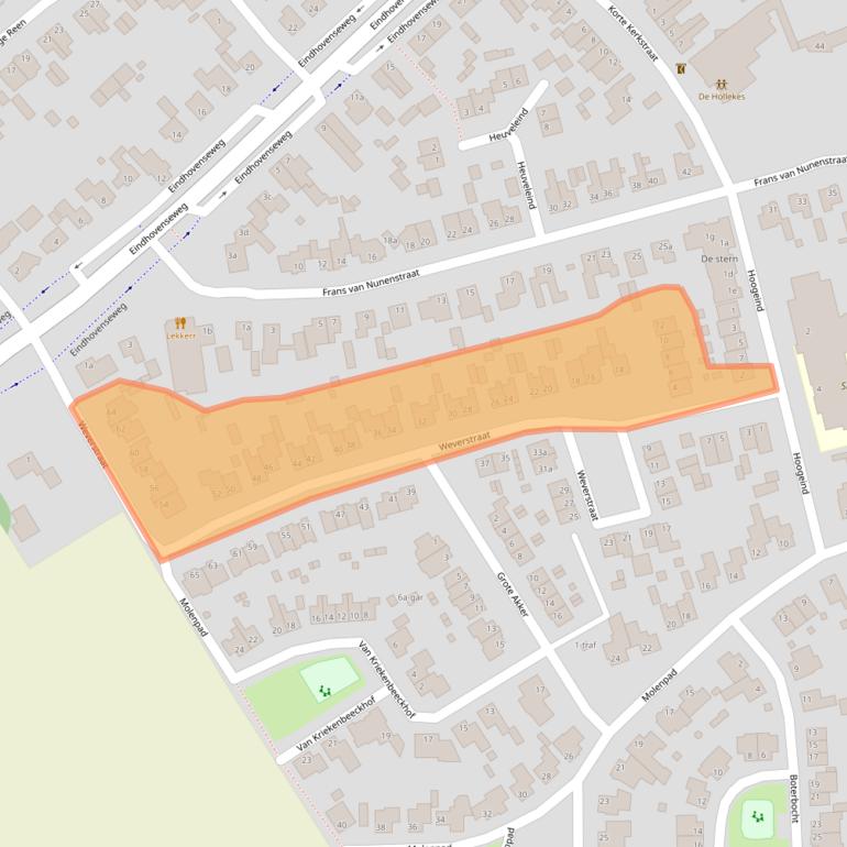 Kaart van postcodegebied 5524BE.