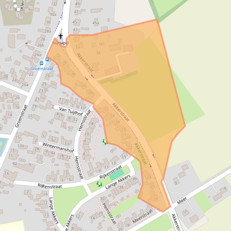 Kaart van postcodegebied 5525AC.