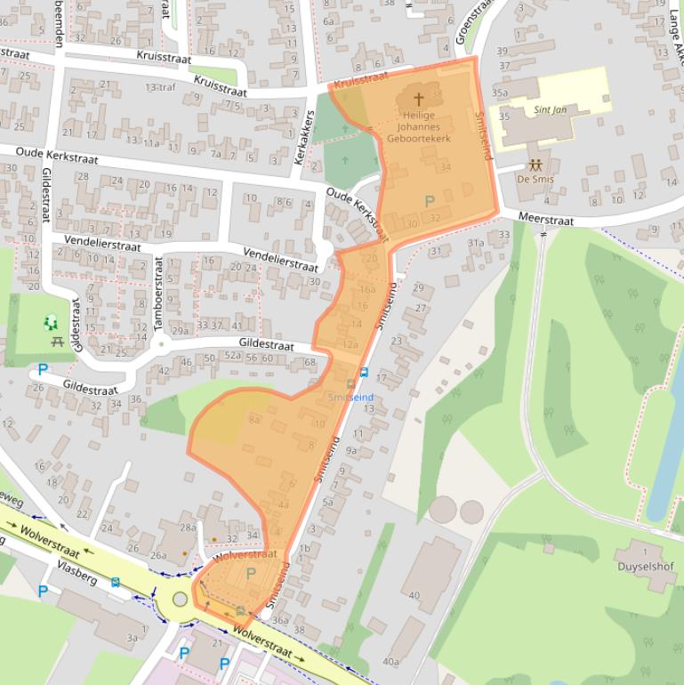 Kaart van postcodegebied 5525AP.