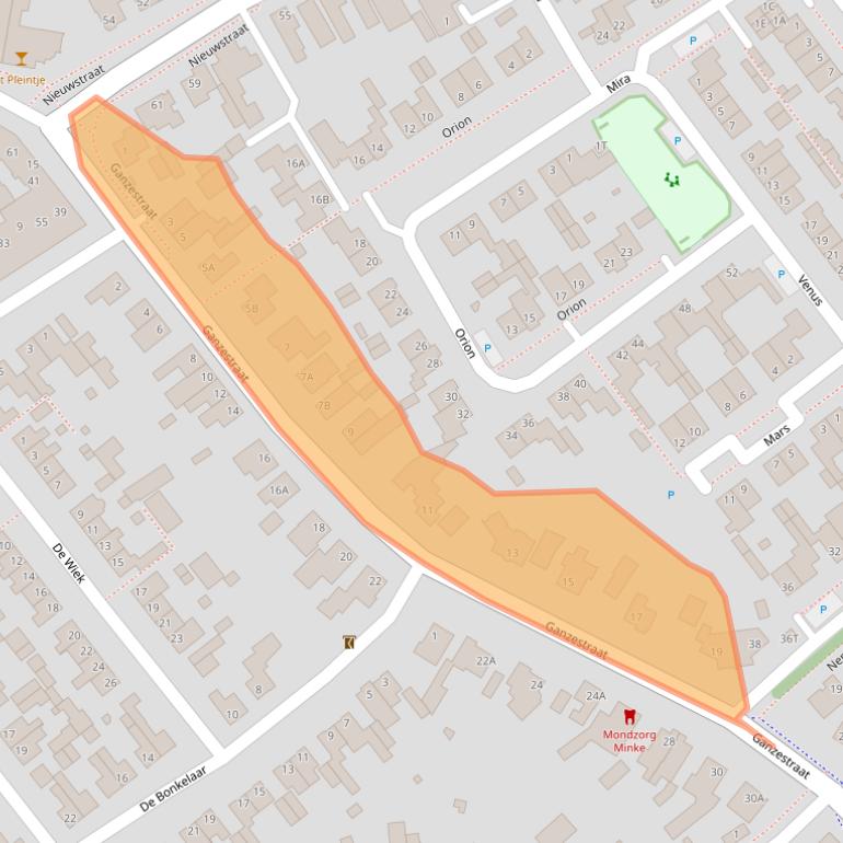 Kaart van postcodegebied 5527CA.