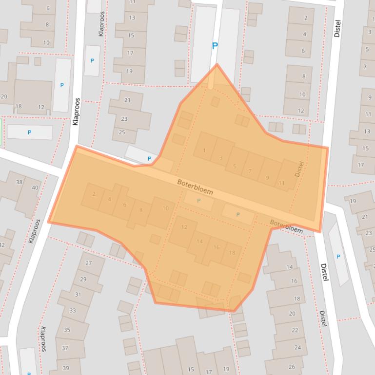 Kaart van postcodegebied 5527KJ.