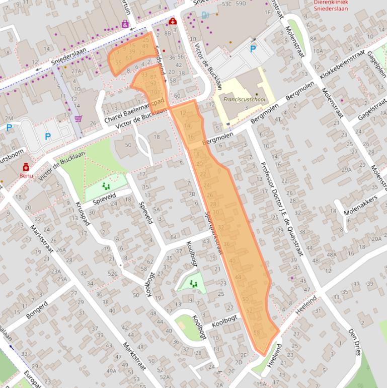 Kaart van postcodegebied 5531AP.