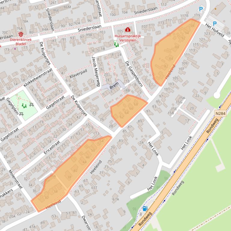 Kaart van postcodegebied 5531CD.