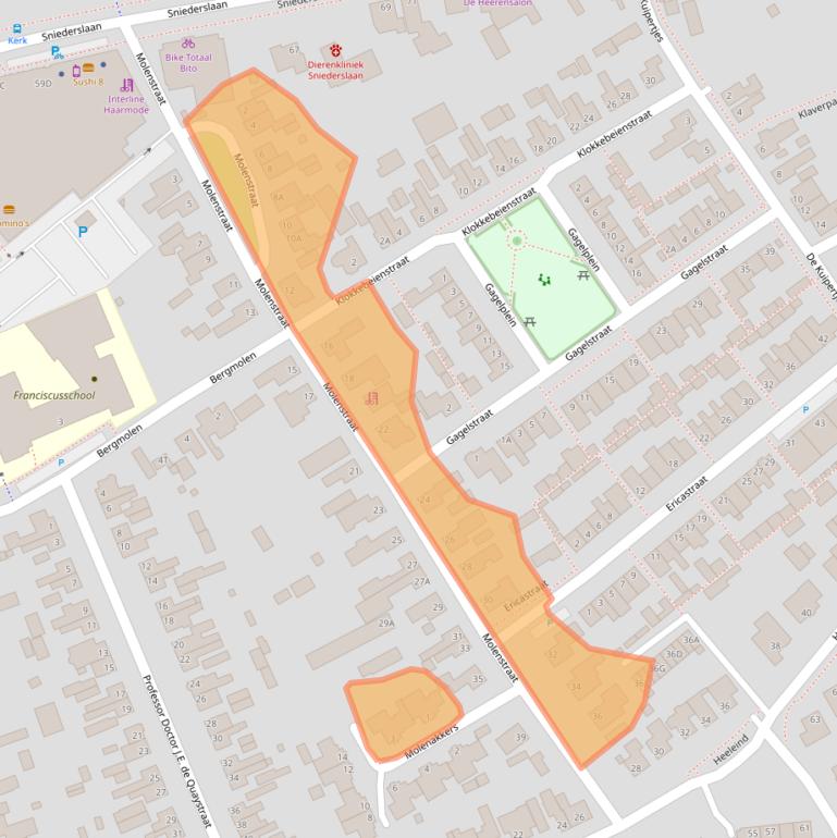 Kaart van postcodegebied 5531ED.
