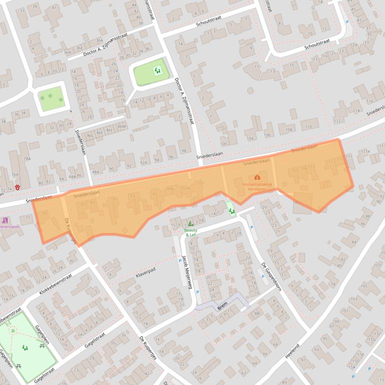 Kaart van postcodegebied 5531EJ.