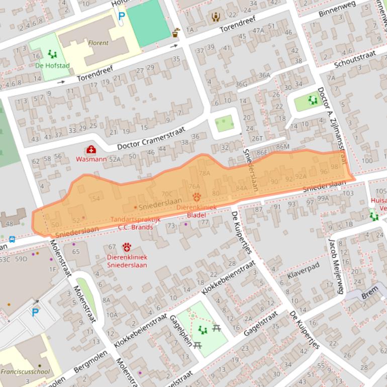 Kaart van postcodegebied 5531EM.