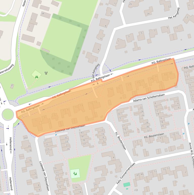 Kaart van postcodegebied 5531XE.