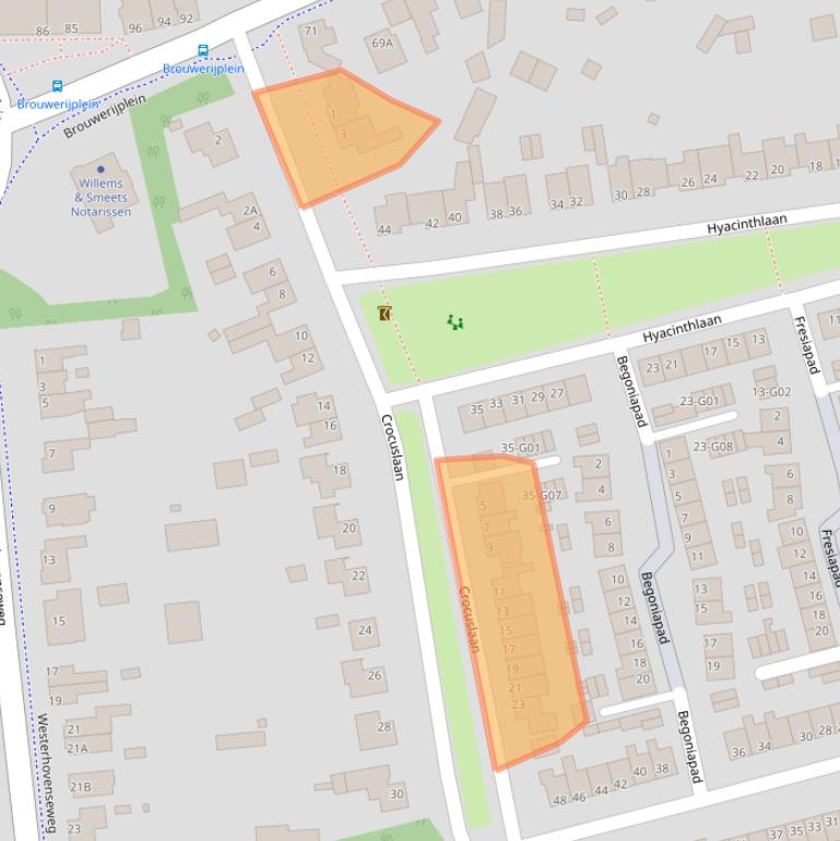 Kaart van postcodegebied 5551AG.