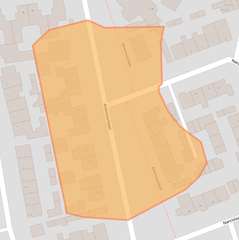Kaart van postcodegebied 5551AN.