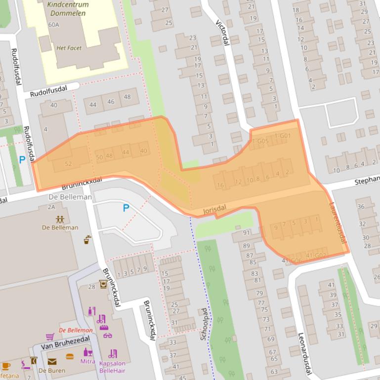 Kaart van postcodegebied 5551CN.