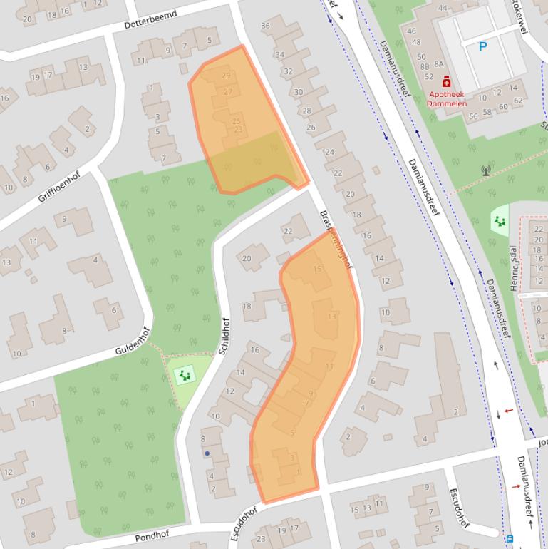 Kaart van postcodegebied 5551DL.