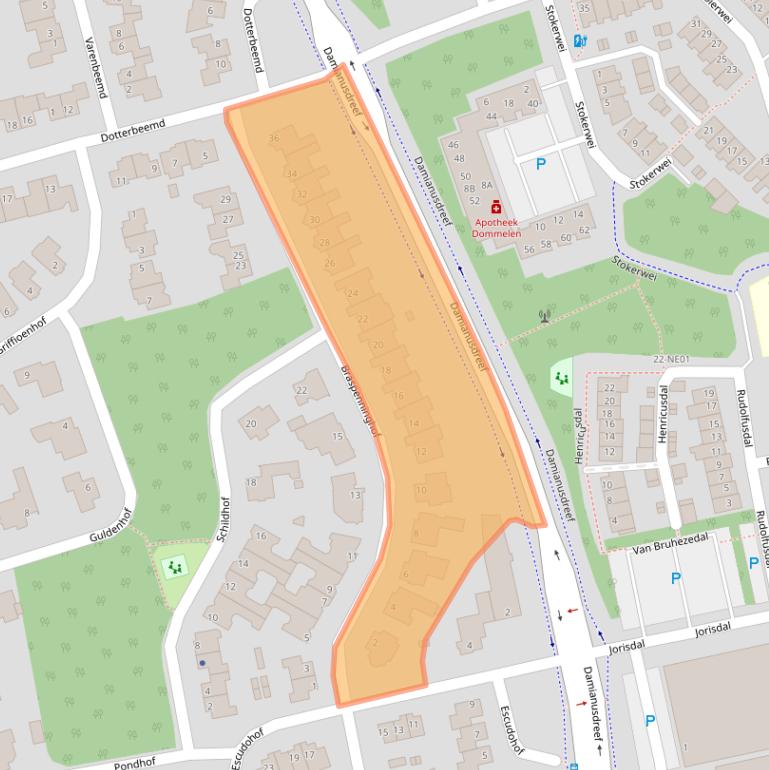 Kaart van postcodegebied 5551DM.