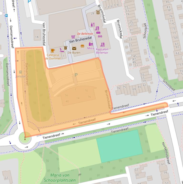 Kaart van postcodegebied 5551EZ.