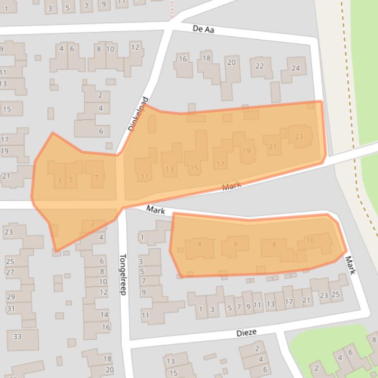 Kaart van postcodegebied 5551NL.