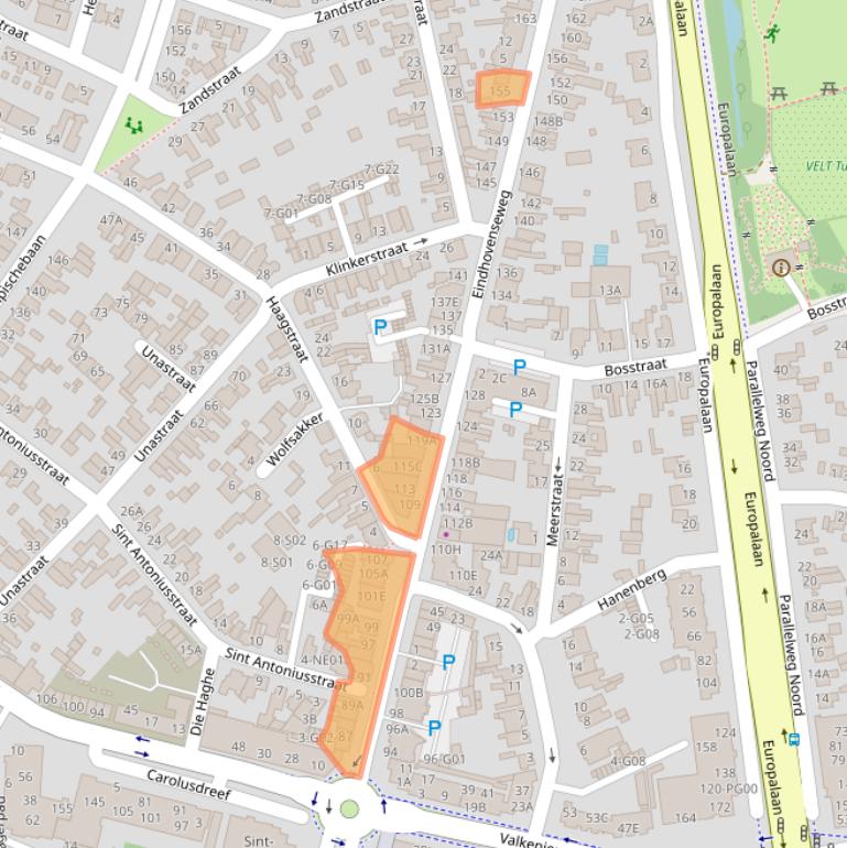 Kaart van postcodegebied 5552AA.