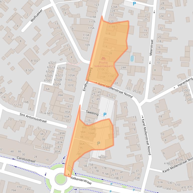 Kaart van postcodegebied 5552AD.