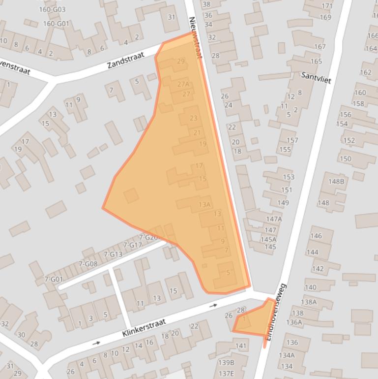 Kaart van postcodegebied 5552BT.