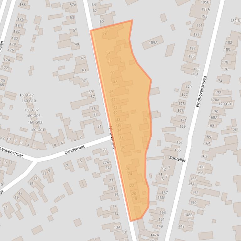 Kaart van postcodegebied 5552BW.