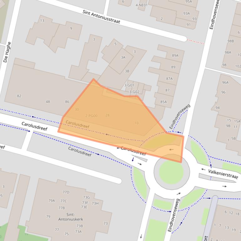 Kaart van postcodegebied 5552CC.