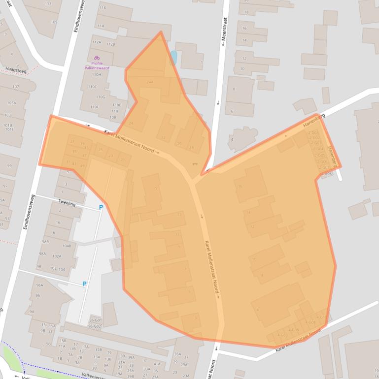 Kaart van postcodegebied 5552JA.