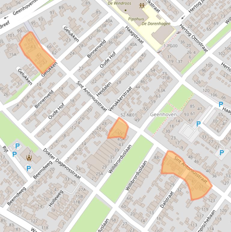 Kaart van postcodegebied 5552LN.