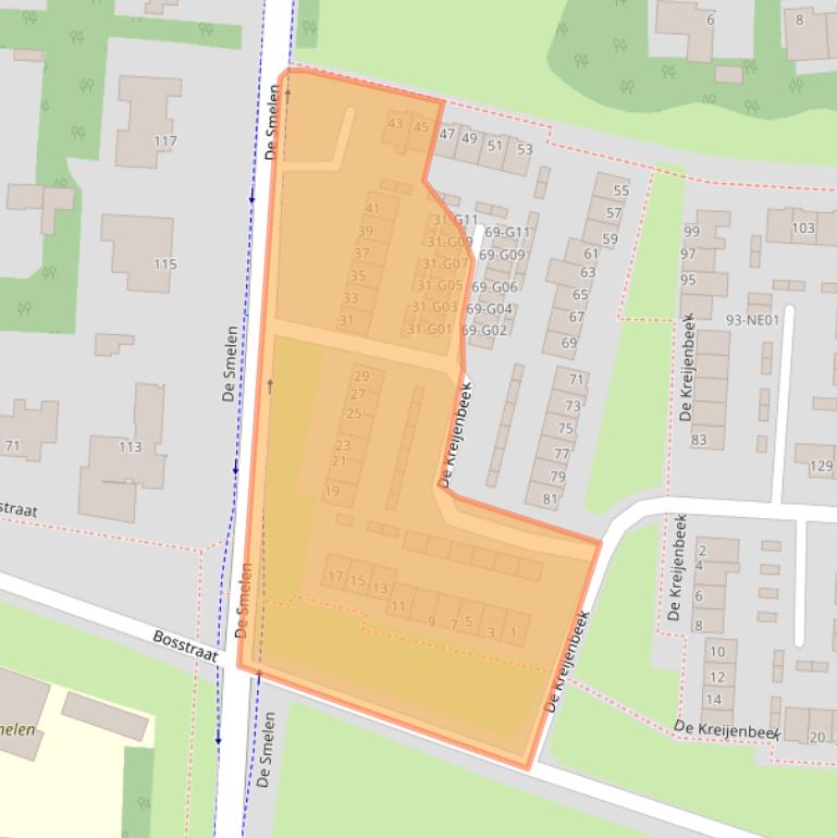 Kaart van postcodegebied 5553BA.