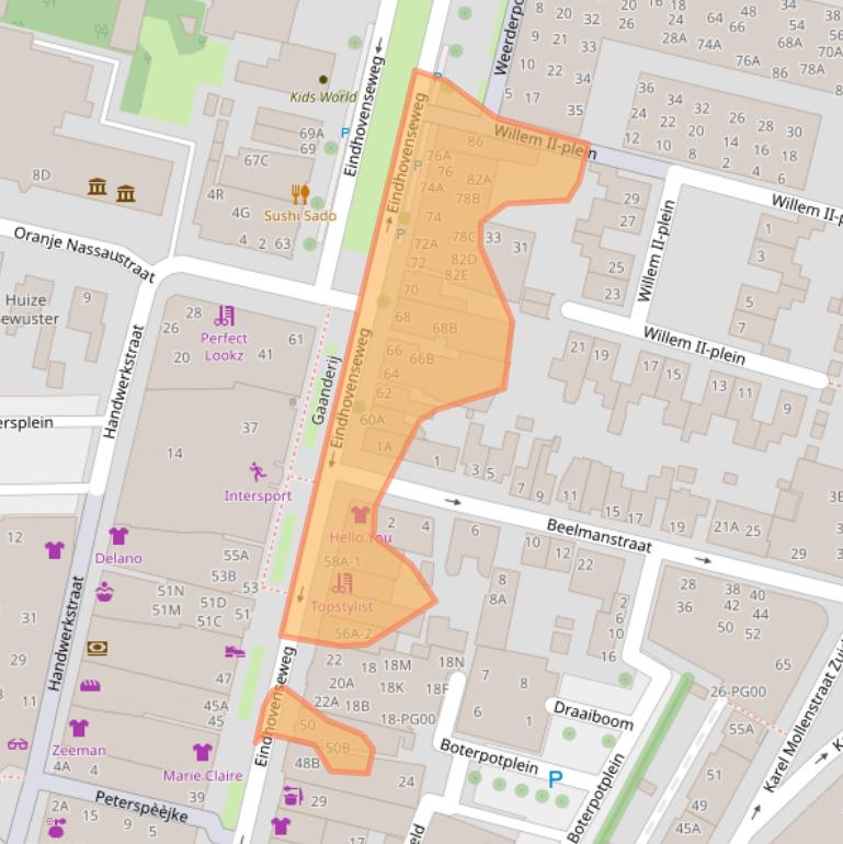 Kaart van postcodegebied 5554AD.