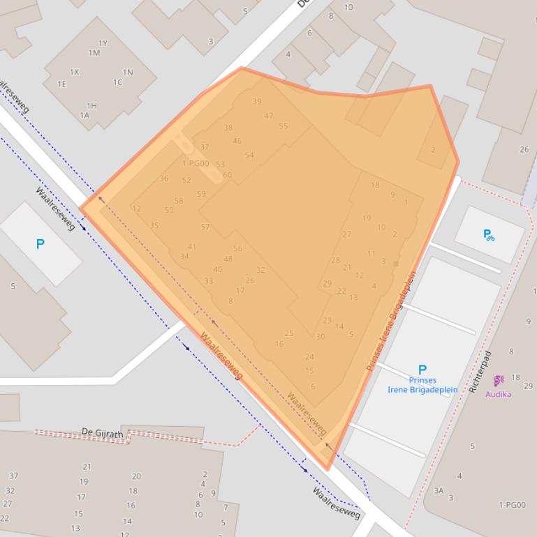 Kaart van postcodegebied 5554BH.