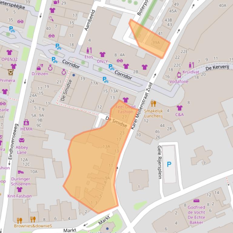 Kaart van postcodegebied 5554CE.