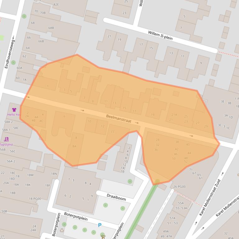 Kaart van postcodegebied 5554CJ.