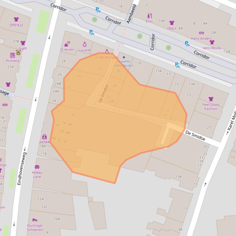 Kaart van postcodegebied 5554CR.