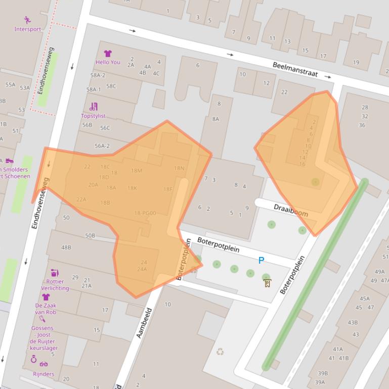 Kaart van postcodegebied 5554CS.