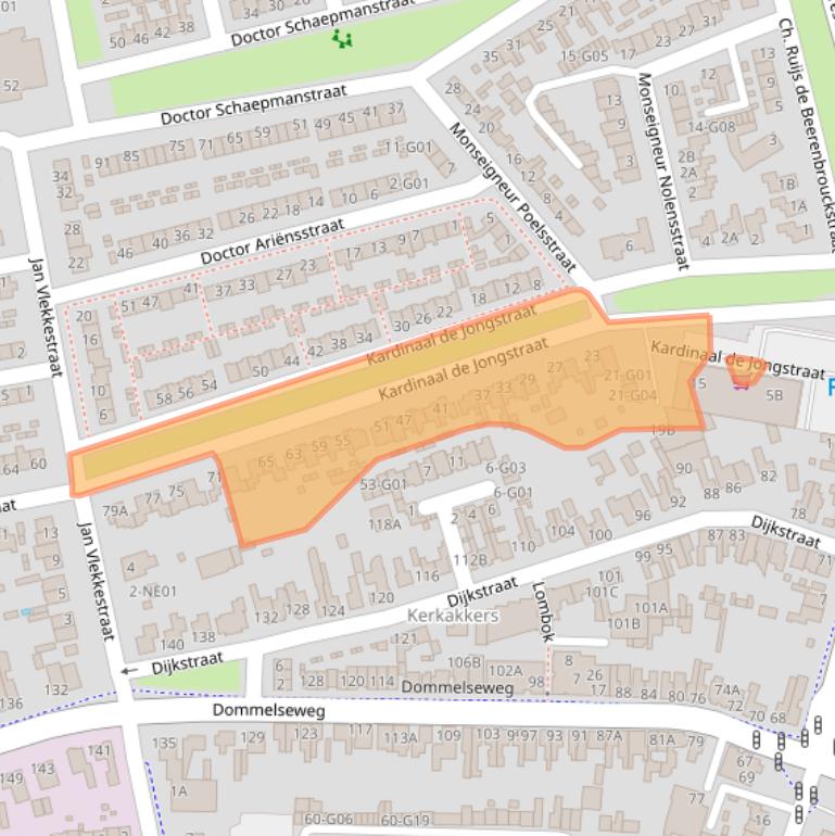 Kaart van postcodegebied 5554RB.