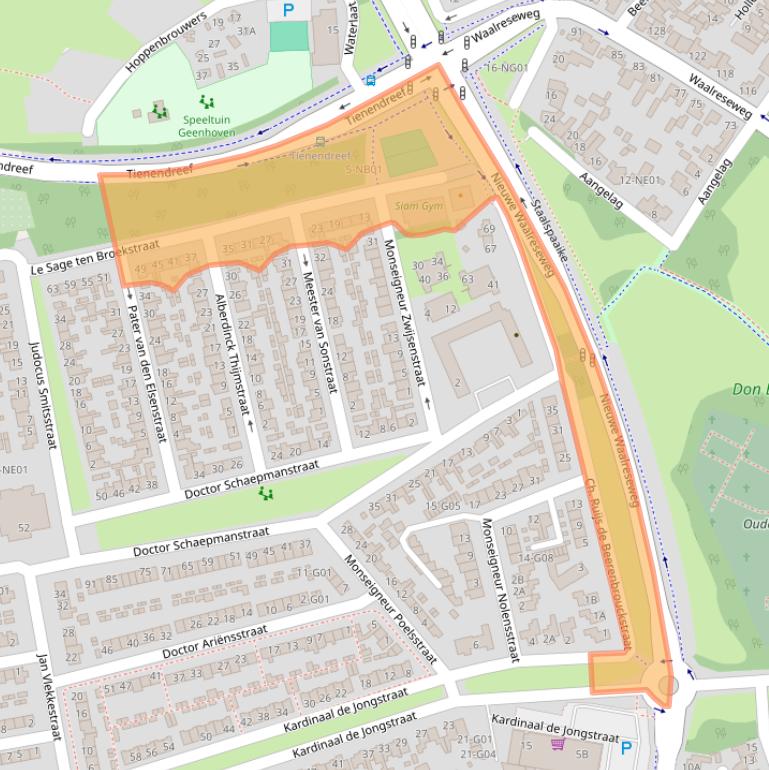 Kaart van postcodegebied 5554SW.