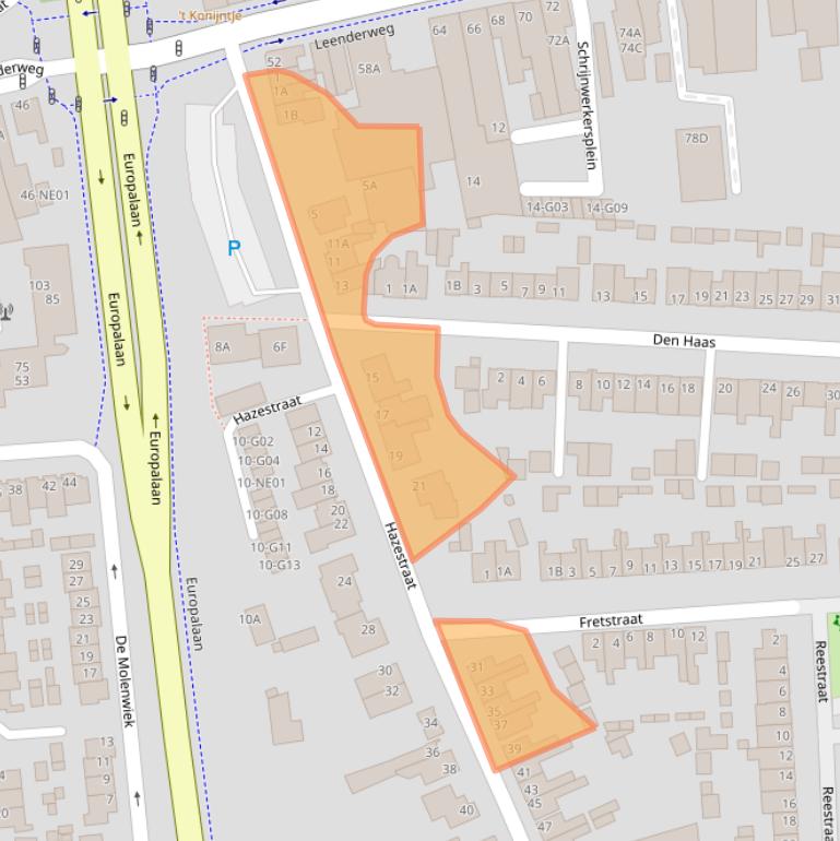 Kaart van postcodegebied 5555AA.