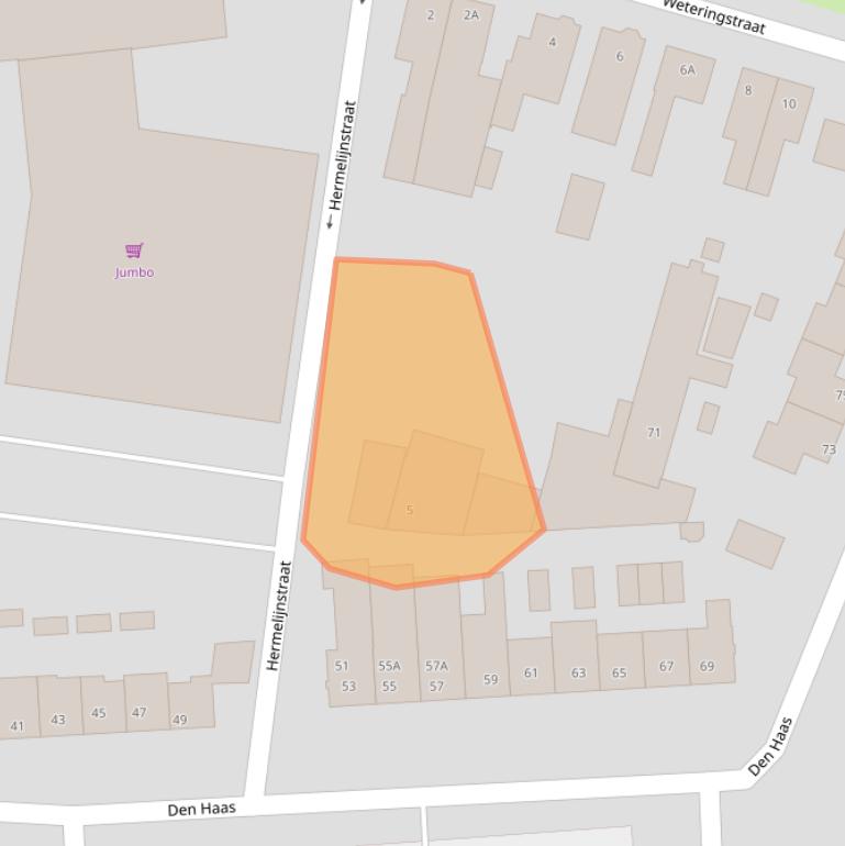 Kaart van postcodegebied 5555AS.