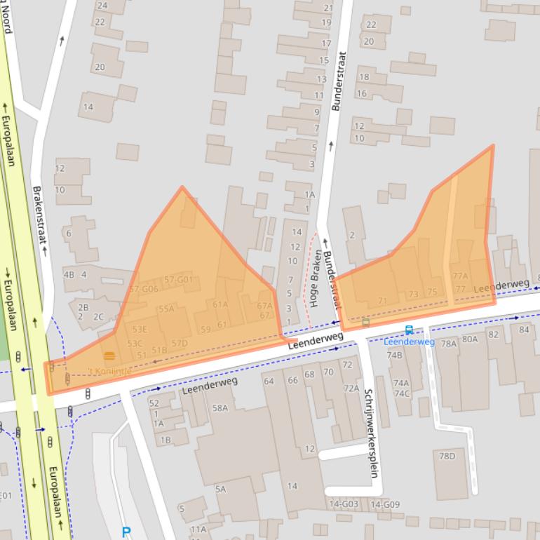 Kaart van postcodegebied 5555CA.