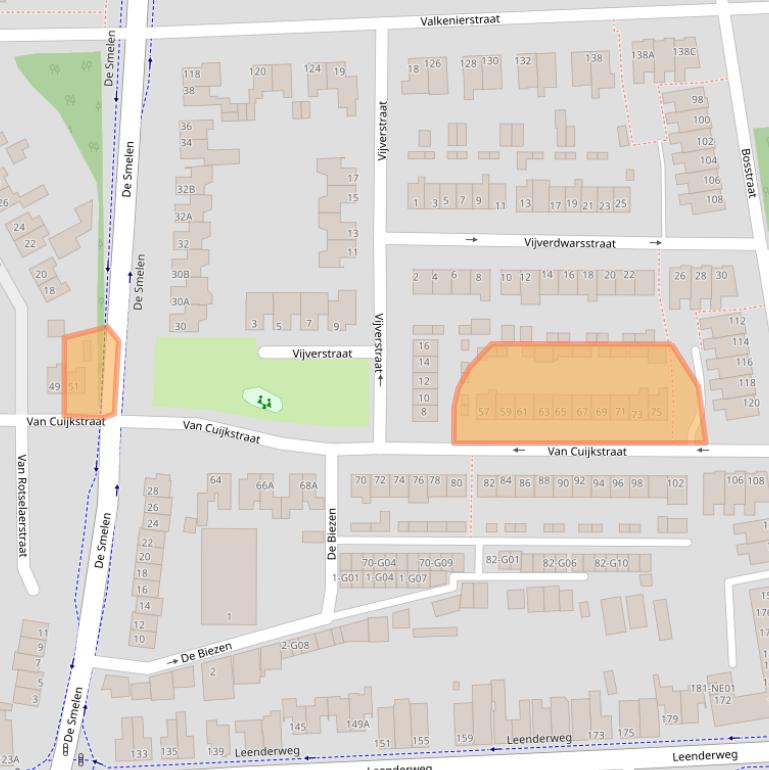 Kaart van postcodegebied 5555EB.