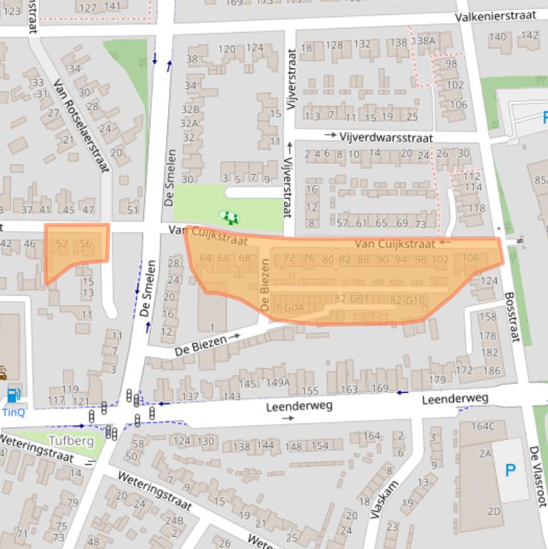 Kaart van postcodegebied 5555ED.