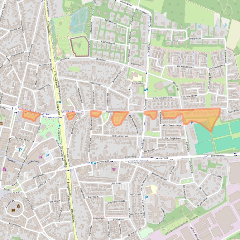 Kaart van postcodegebied 5555JE.