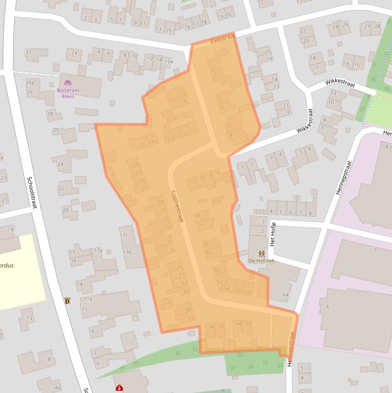 Kaart van postcodegebied 5561AD.