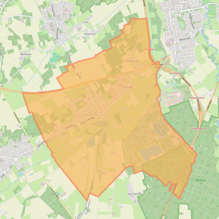 Kaart van postcodegebied 5563.