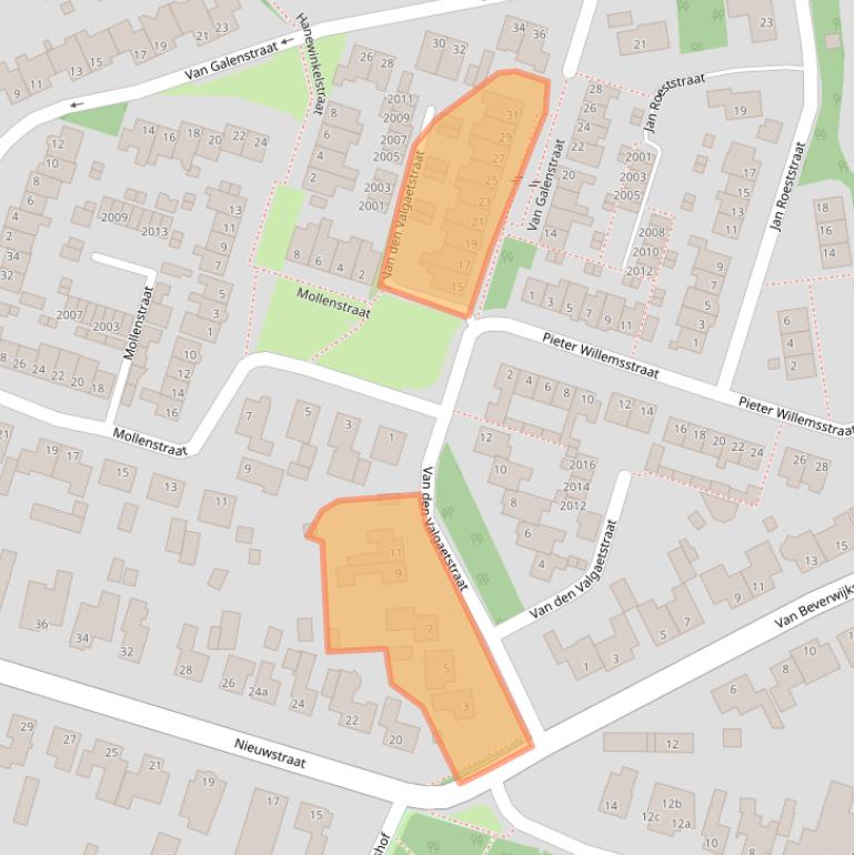 Kaart van postcodegebied 5571BE.