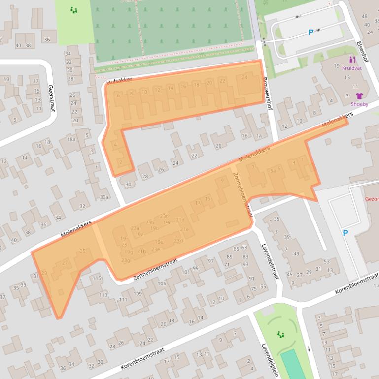 Kaart van postcodegebied 5571LB.
