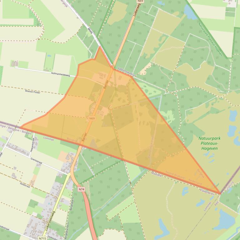 Kaart van postcodegebied 5571TV.